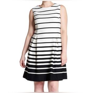 EUC Eliza J Striped Fit & Flare Dress - White/Black - Size 4